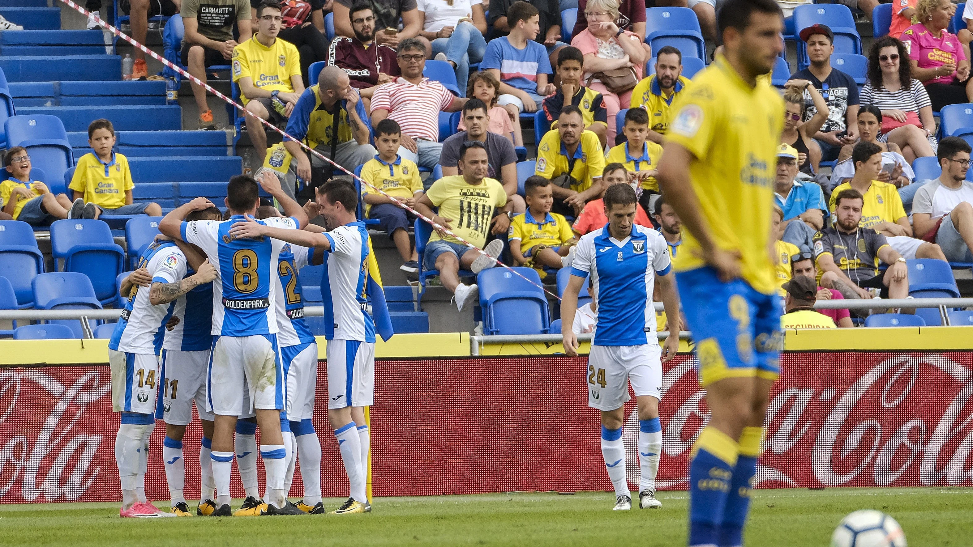 Los jugadores del Leganes celebran su victoria ante Las Palmas