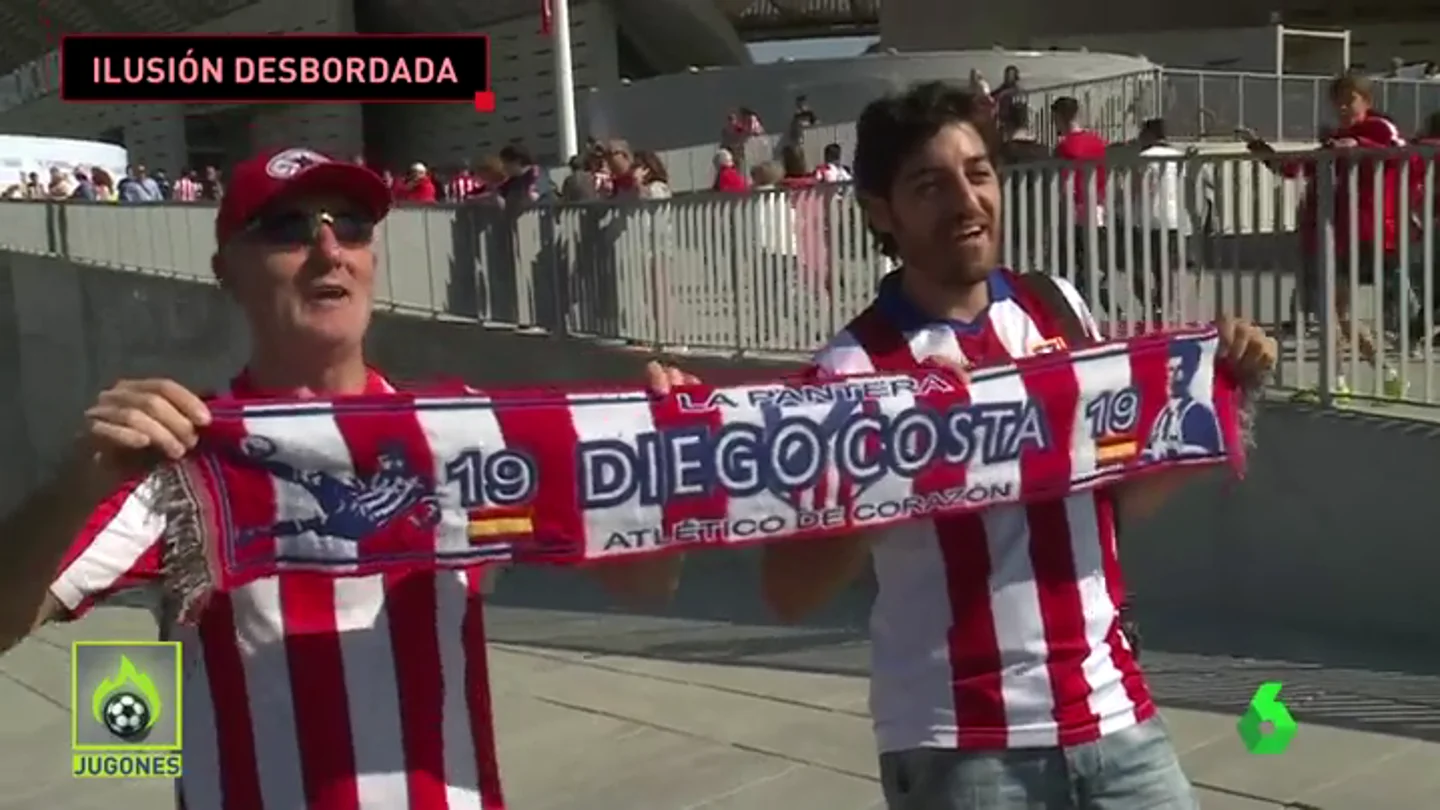 Diego Costa desborda la ilusión de los atléticos: "Estando él, vamos a por el triplete" Diego Costa desborda la ilusión de los atléticos: "Estando él, vamos a por el triplete"