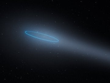 El sistema binario de asteroides presenta una estela y un halo brillante