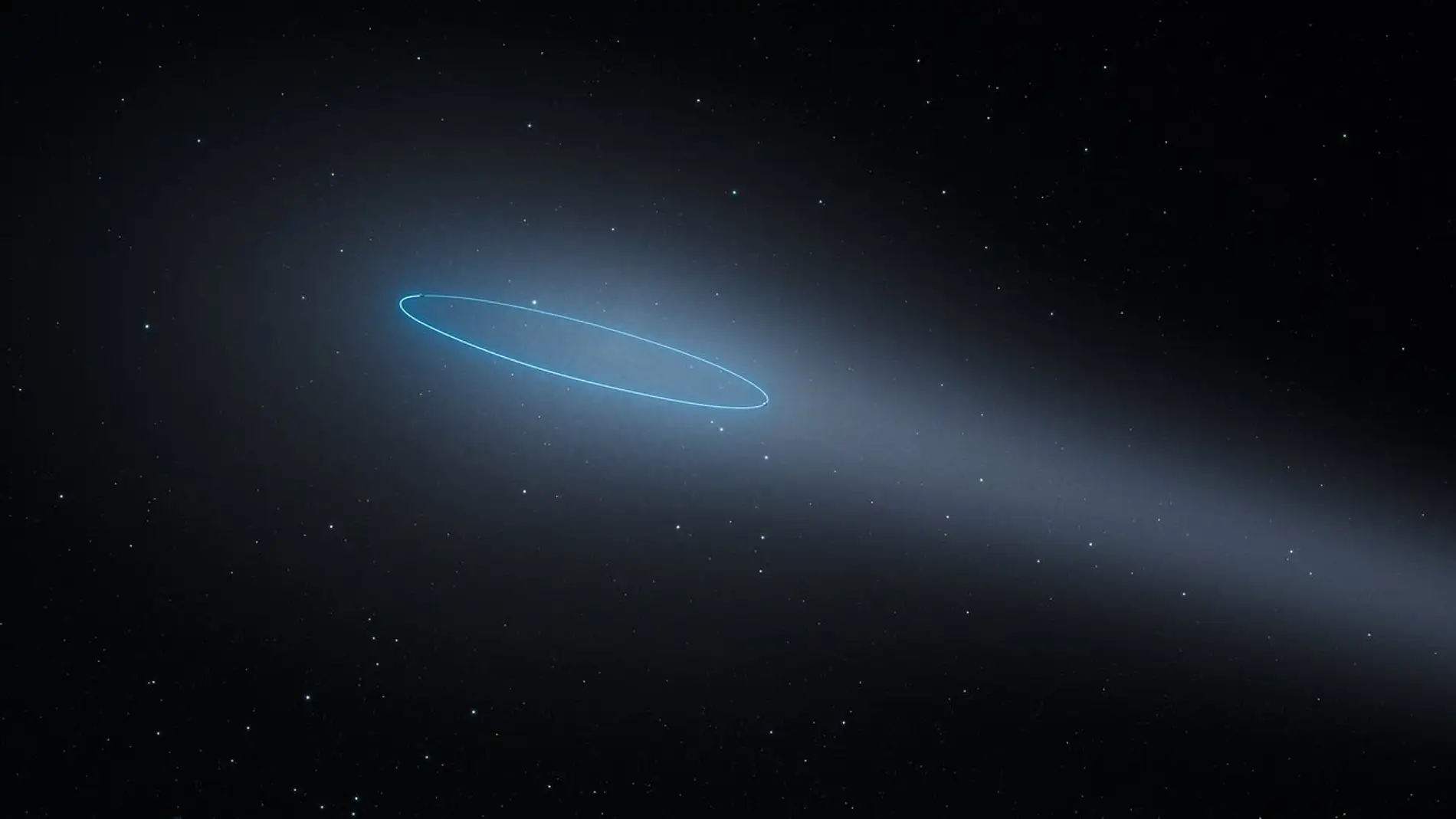 El sistema binario de asteroides presenta una estela y un halo brillante