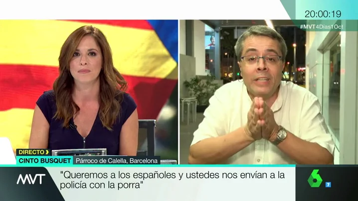 El párroco de Calella: "¡Paz y amor! ¡Que el Gobierno español no nos envíe a los policías!" El párroco de Calella: "¡Paz y amor! ¡Que el Gobierno español no nos envíe a los policías!"