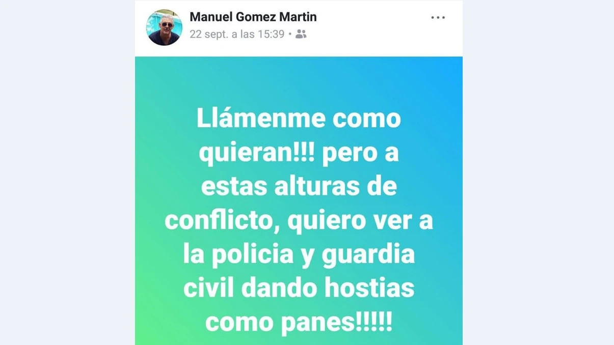 Mensaje de Manuel Gómez en Facebook