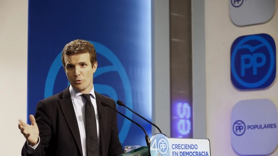 Pablo Casado, durante una comparecencia Pablo Casado, durante una comparecencia