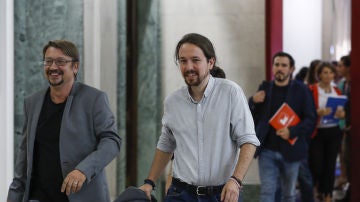 Xavier Domènech y Pablo Iglesias, en el Congreso