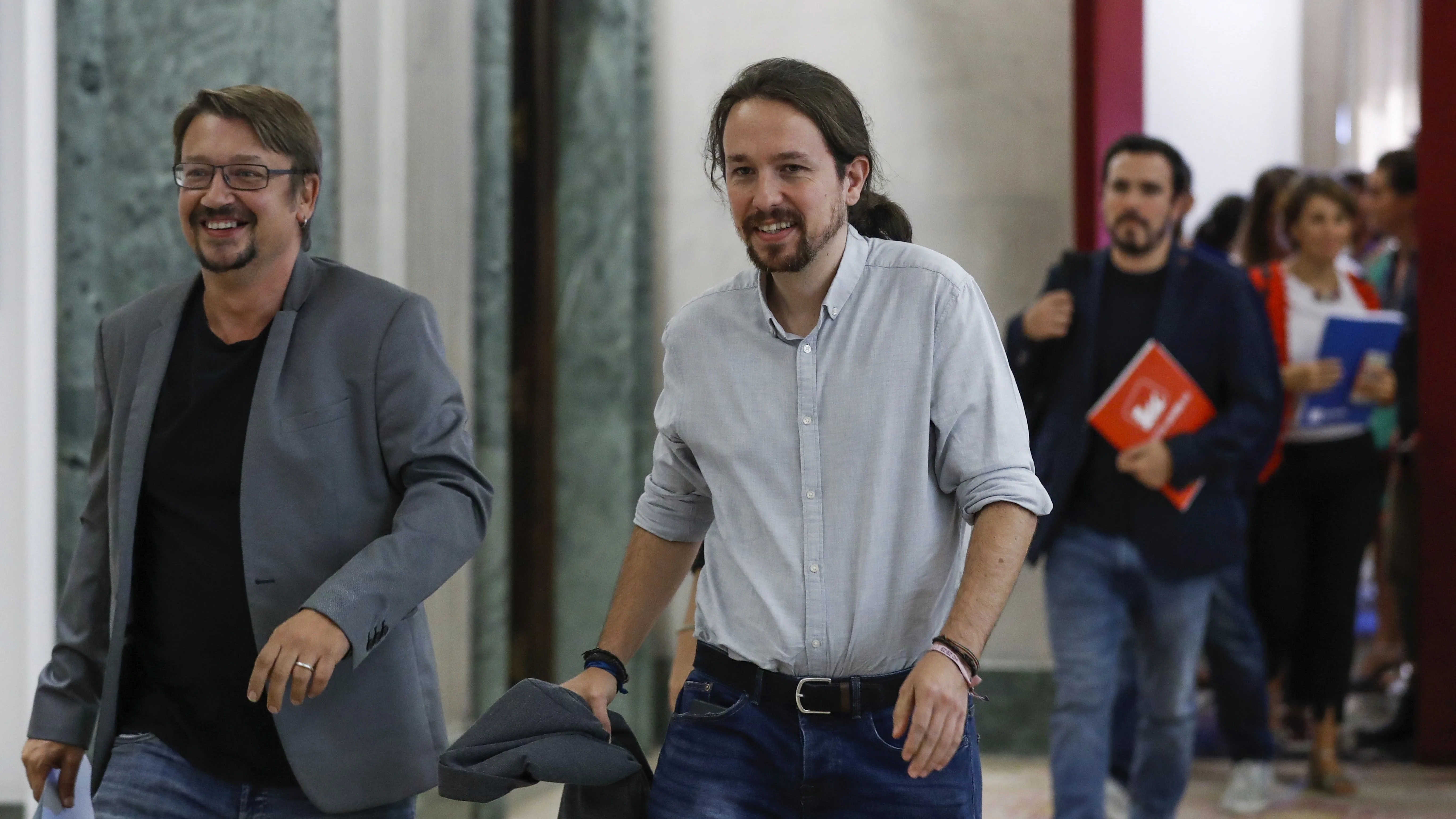 Xavier Domènech y Pablo Iglesias, en el Congreso