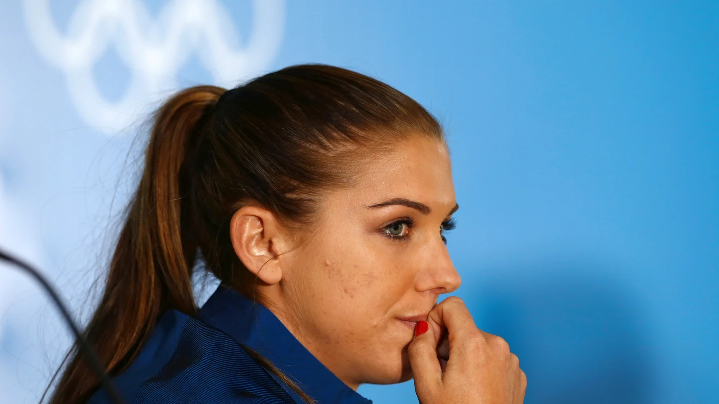 Alex Morgan, durante una comparecencia ante los medios Alex Morgan, durante una comparecencia ante los medios