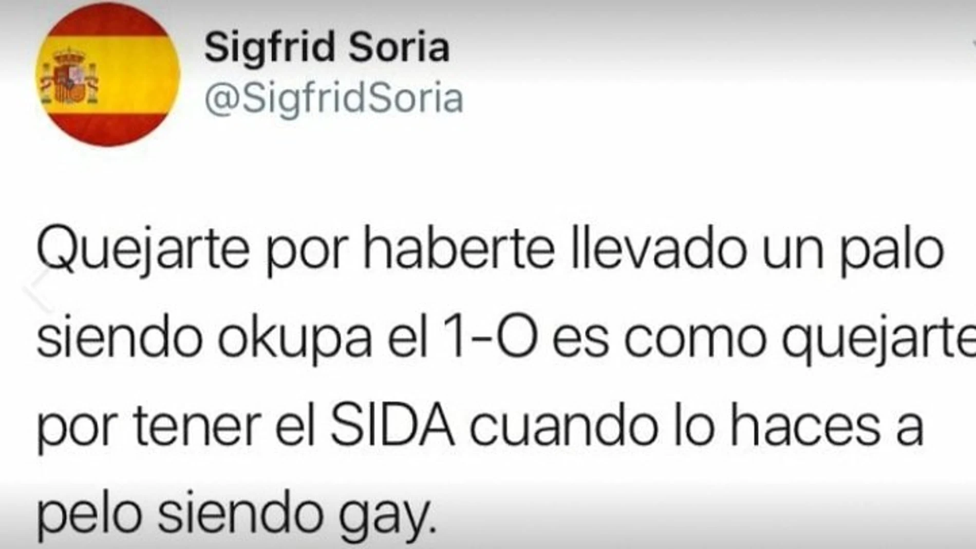 Tuit de Sigfrid Soria, exdiputado del PP
