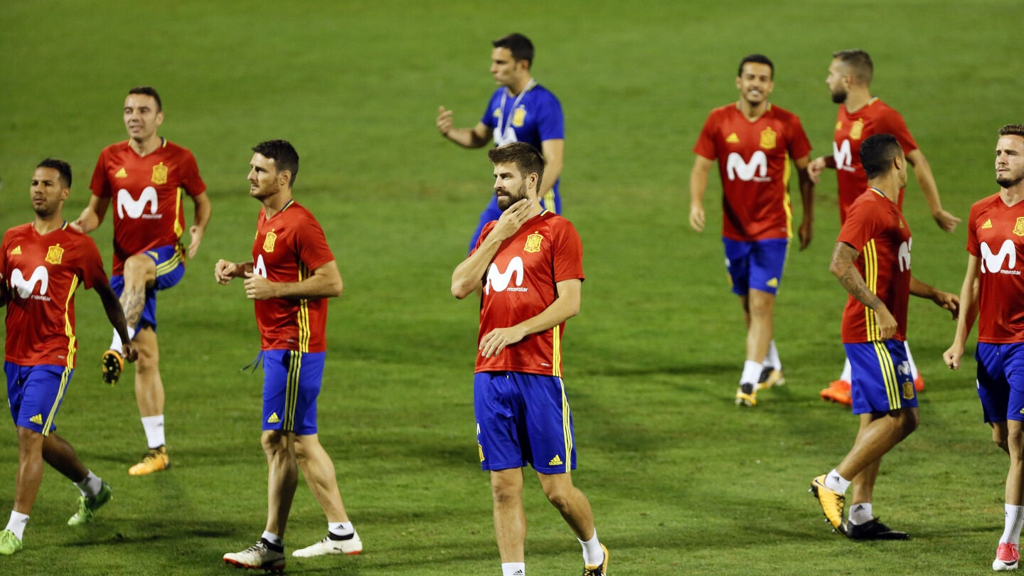 Gerard Piqu&eacute;, durante el &uacute;ltimo entrenamiento de la selecci&oacute;n espa&ntilde;ola
