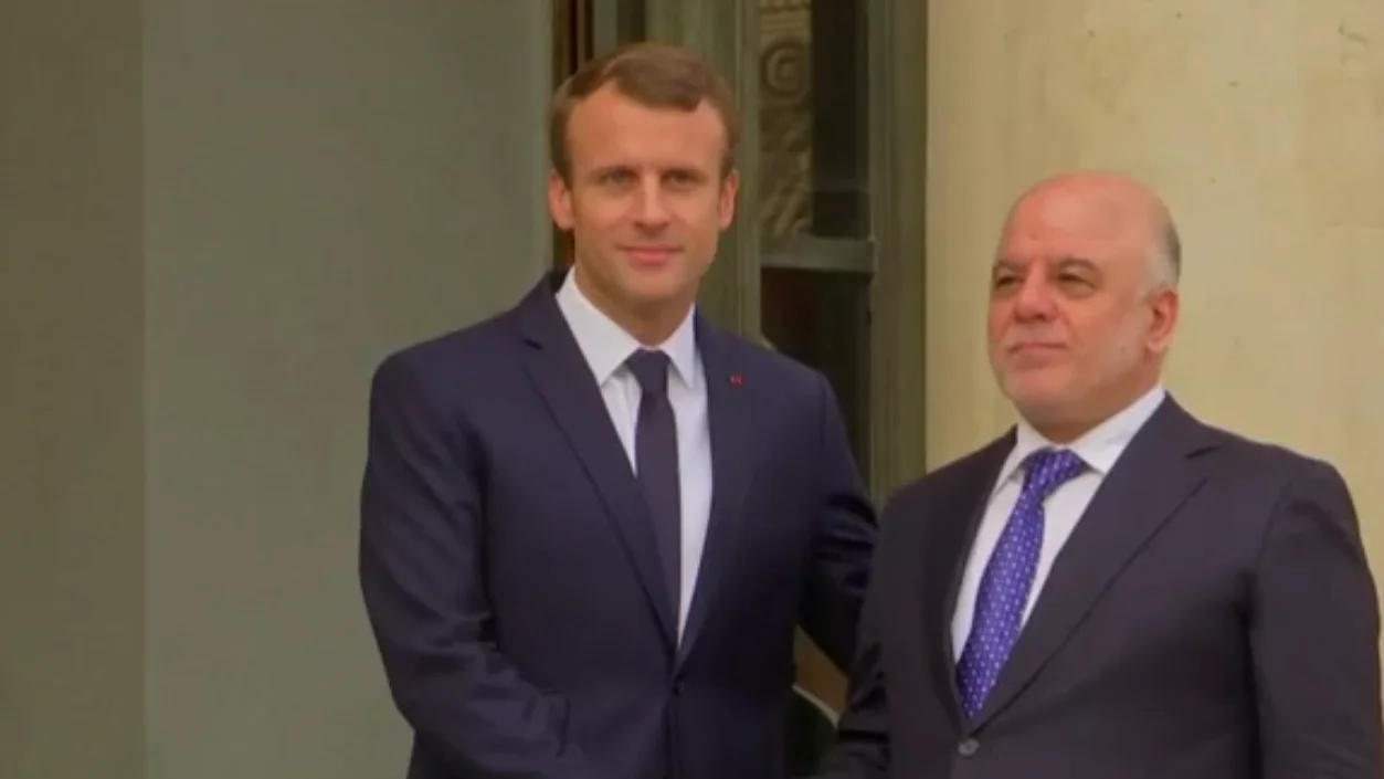 Macron con el primero ministro iraquí 