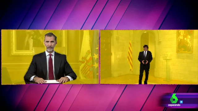 Diferencias en el discurso del rey y Puigdemont en zapeando