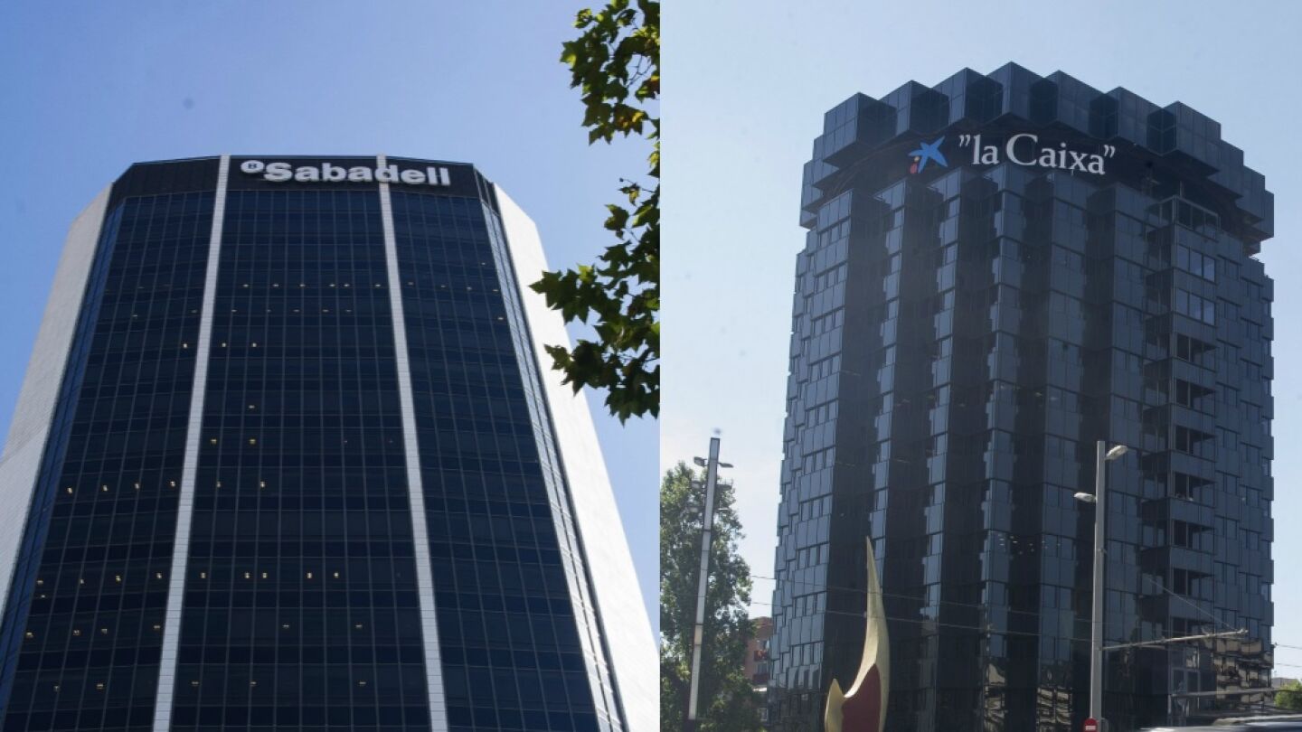 Sedes de CaixaBank y Sabadell