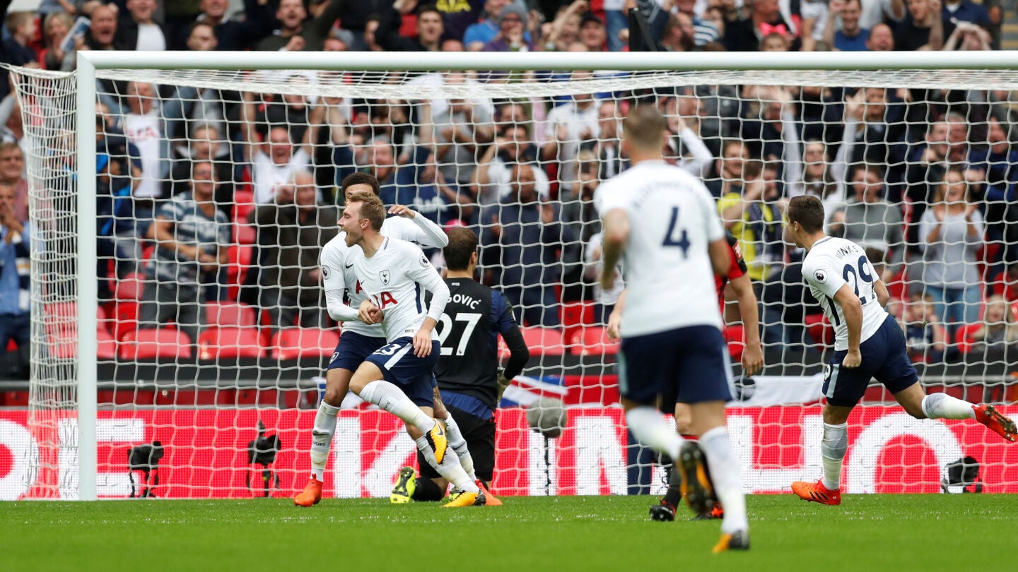 Christian Eriksen celebra el tanto de la victoria del Tottenham Hotspur contra el Bournemouth