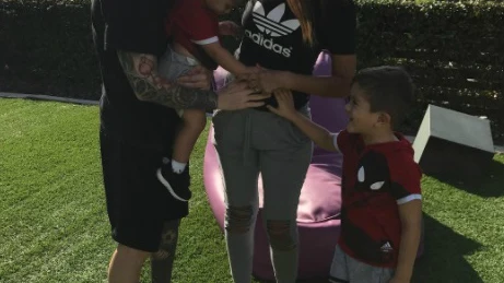 Messi, Antonella y sus dos hijos