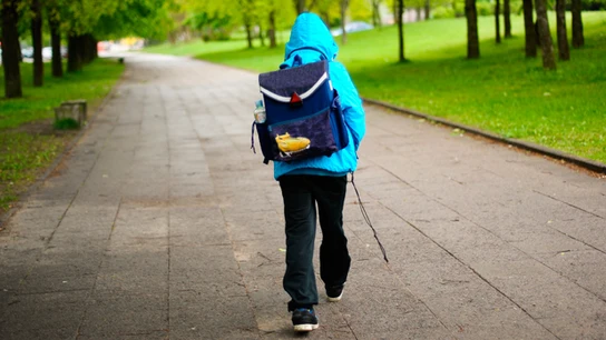 Un niño yendo al colegio Un niño yendo al colegio