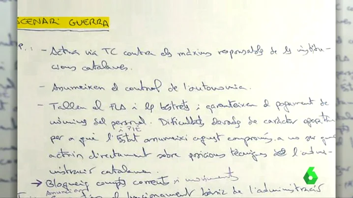 El manuscrito encontrado en el despacho de Lluís Salvadó