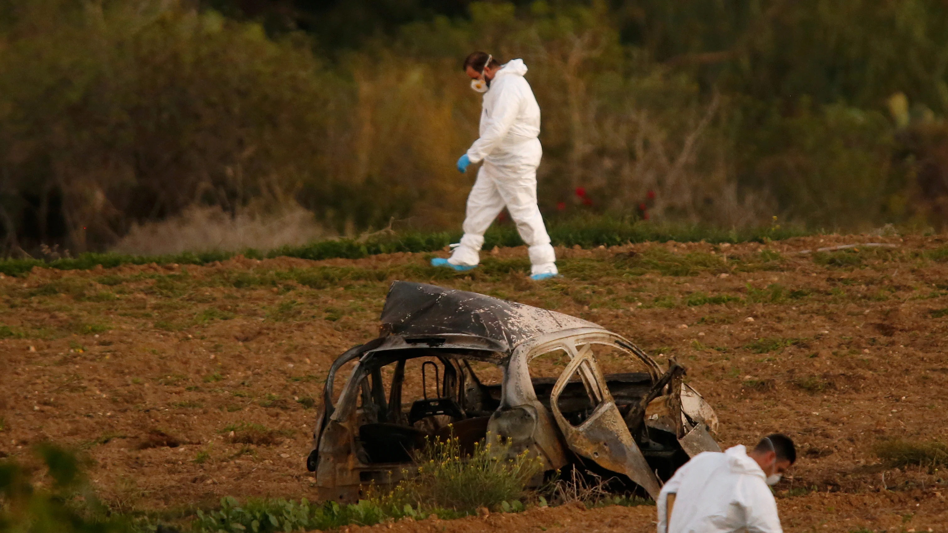 Coche de Daphne Caruana Galizia, periodista asesinada en Malta