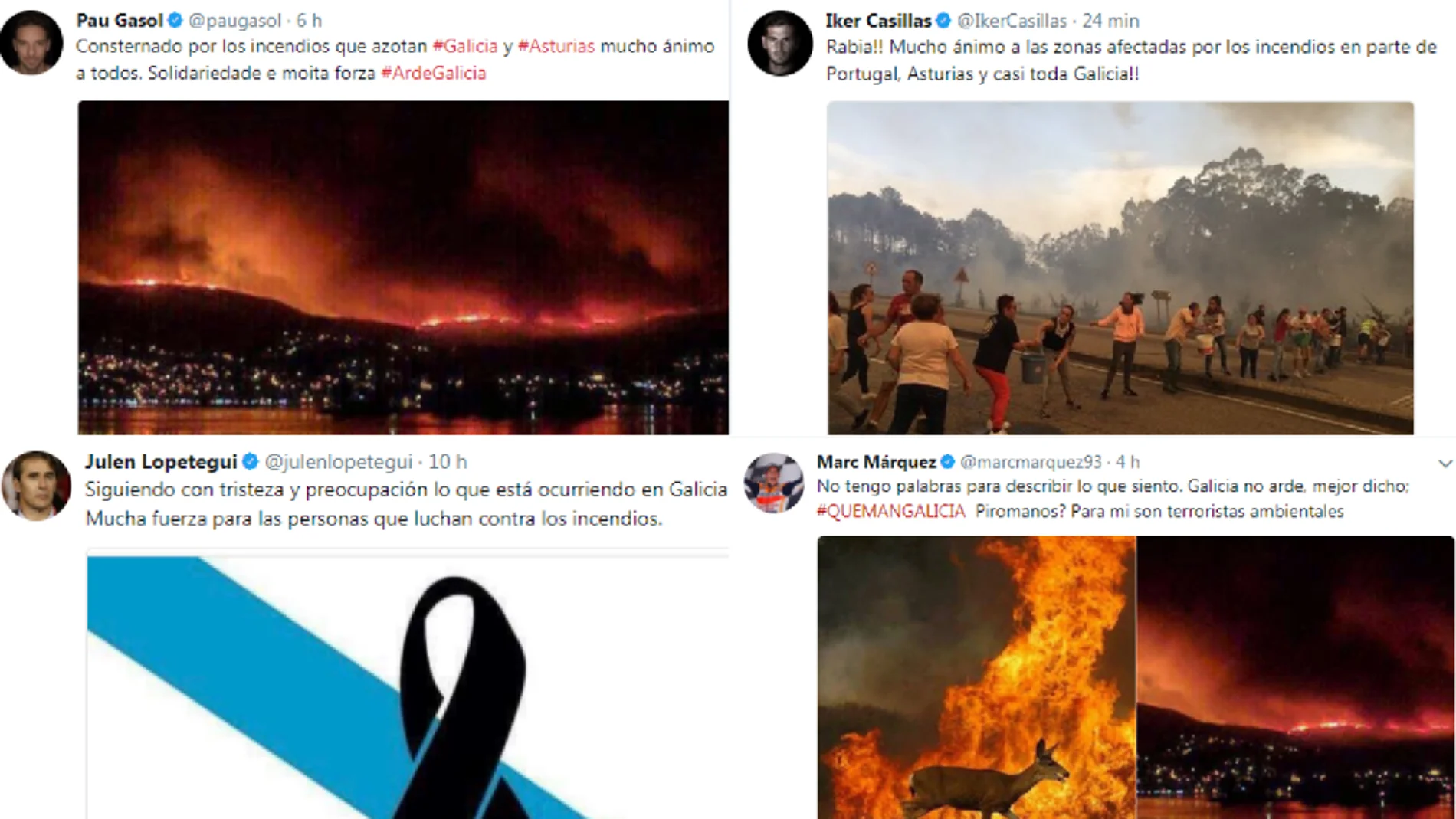 Solidaridad de los deportistas con los afectados por los incendios