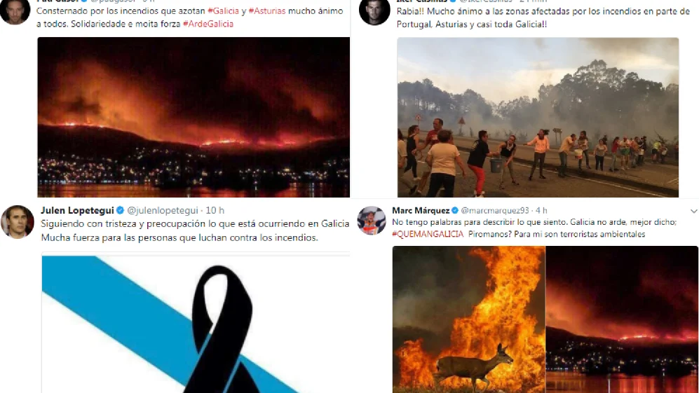 Solidaridad de los deportistas con los afectados por los incendios