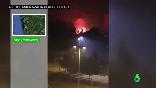 Imagen del avance de las llamas en Vigo Imagen del avance de las llamas en Vigo