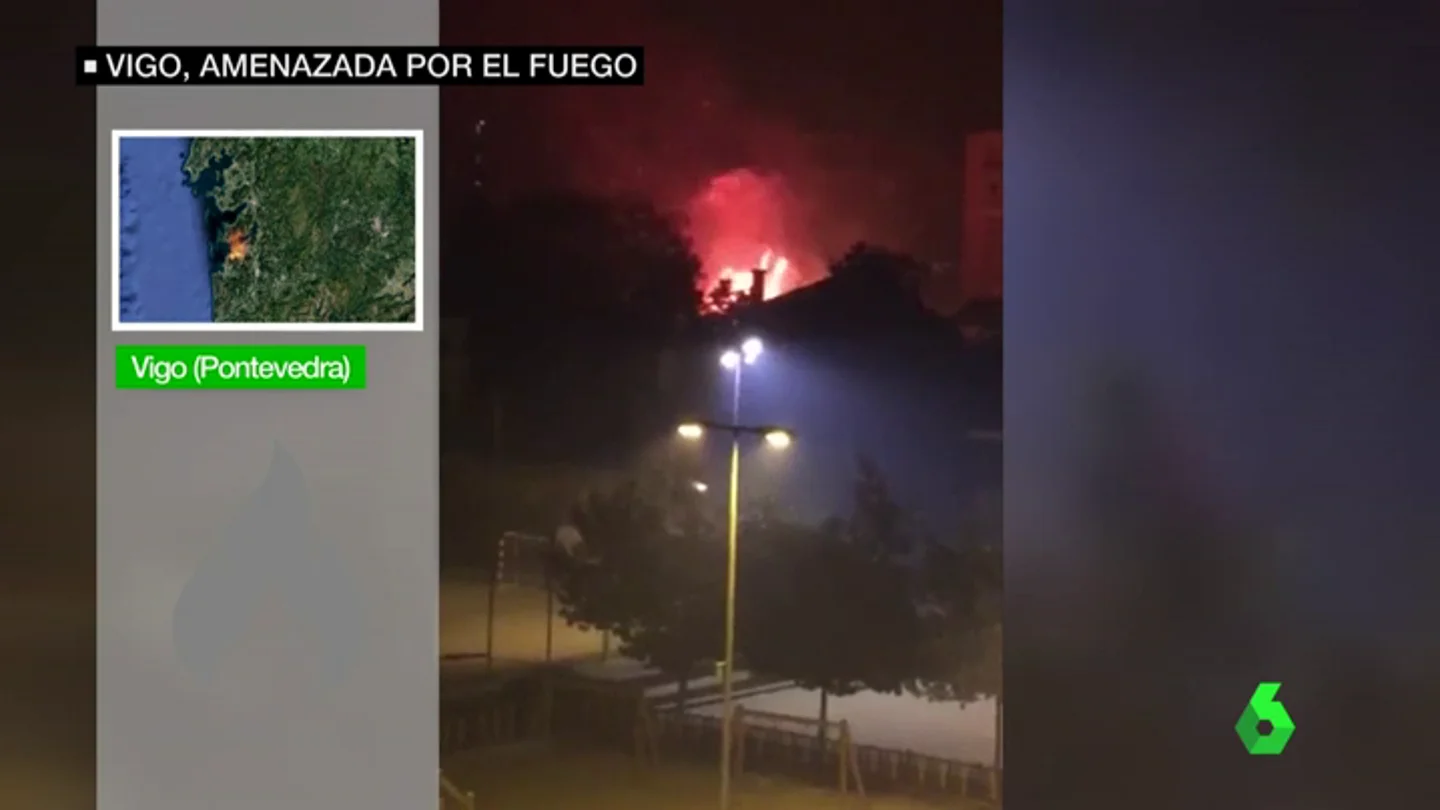 Imagen del avance de las llamas en Vigo Imagen del avance de las llamas en Vigo