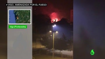 Imagen del avance de las llamas en Vigo