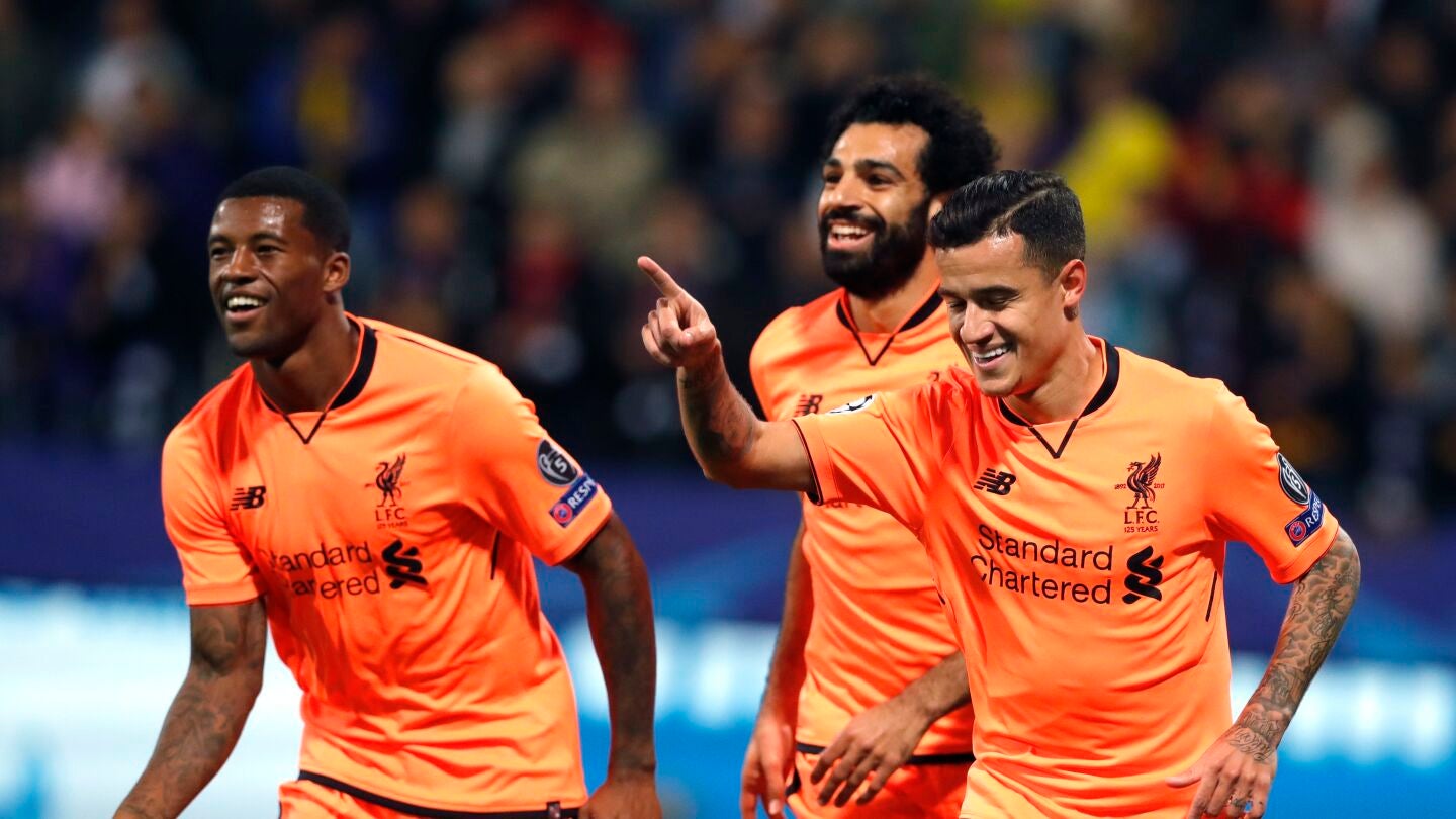 Coutinho celebra un gol con el Liverpool