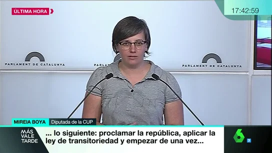 Mireia Boya, diputada de la CUP en rueda de prensa Mireia Boya, diputada de la CUP en rueda de prensa