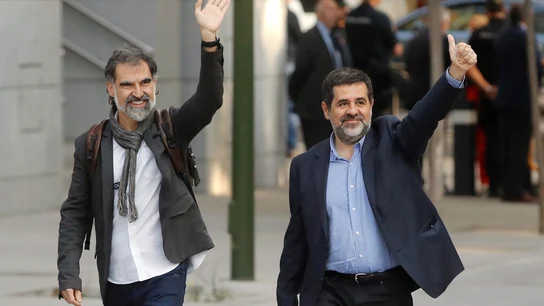 Jordi Cuixart, líder de Òmnium Cultural, y Jordi Sànchez, dirigente de la ANC, en una imagen de archivo. Jordi Cuixart, líder de Òmnium Cultural, y Jordi Sànchez, dirigente de la ANC, en una imagen de archivo.