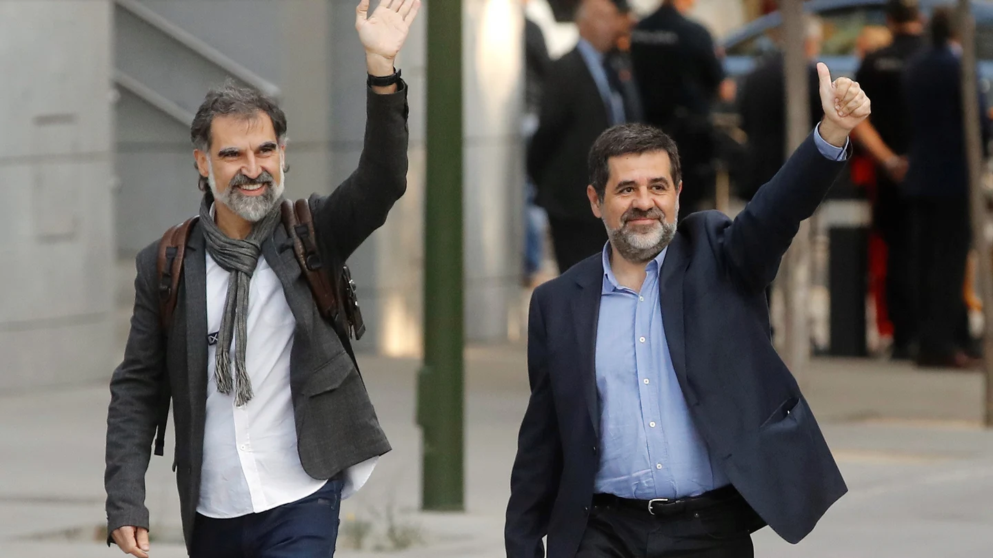 Jordi Cuixart, líder de Òmnium Cultural, y Jordi Sànchez, dirigente de la ANC, en una imagen de archivo. Jordi Cuixart, líder de Òmnium Cultural, y Jordi Sànchez, dirigente de la ANC, en una imagen de archivo.