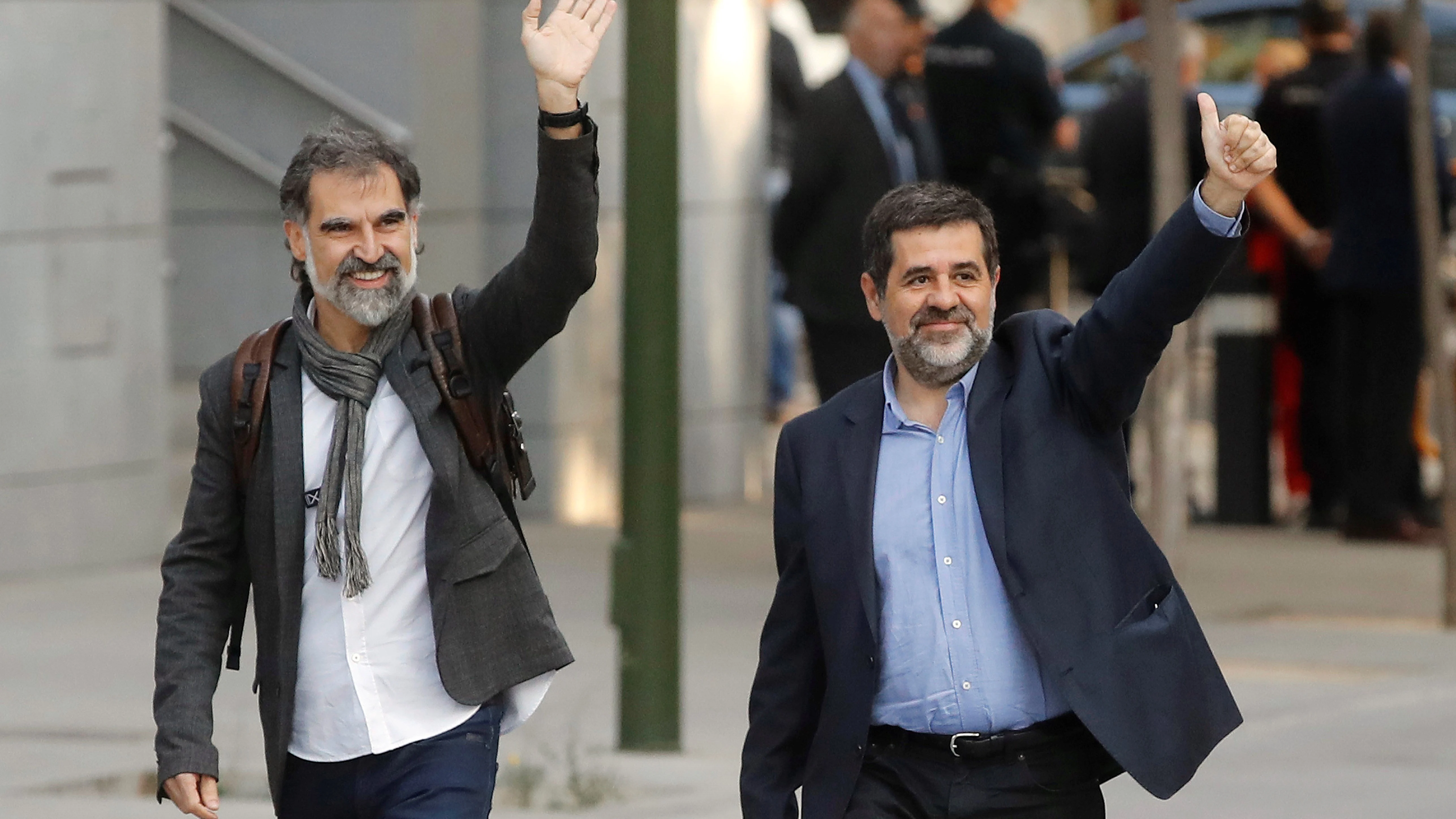 Jordi Cuixart, líder de Òmnium Cultural, y Jordi Sànchez, dirigente de la ANC, en una imagen de archivo.