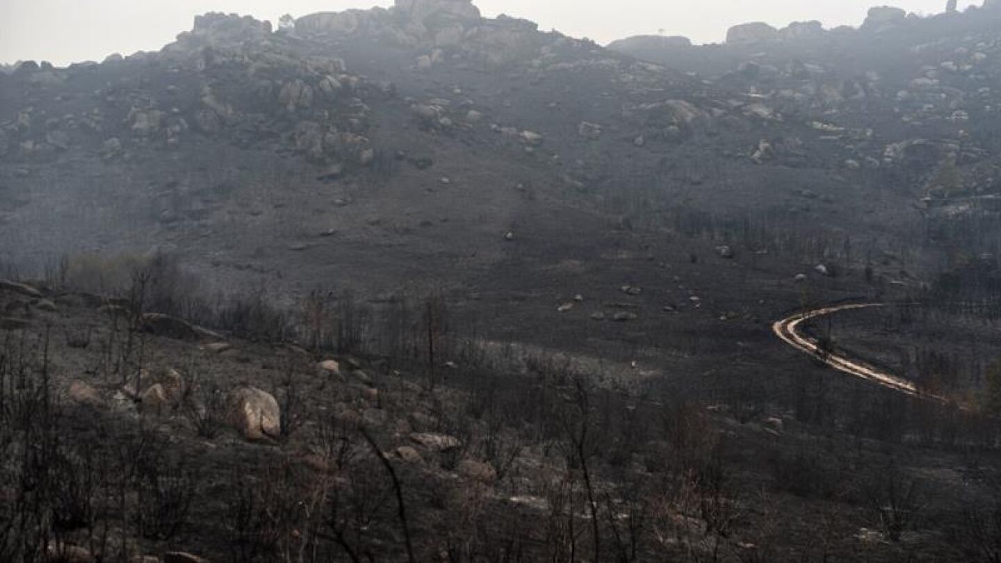 Superficie calcinada en el Parque Natural de la Serra do Xur&eacute;s, en Mui&ntilde;os (Ourense)