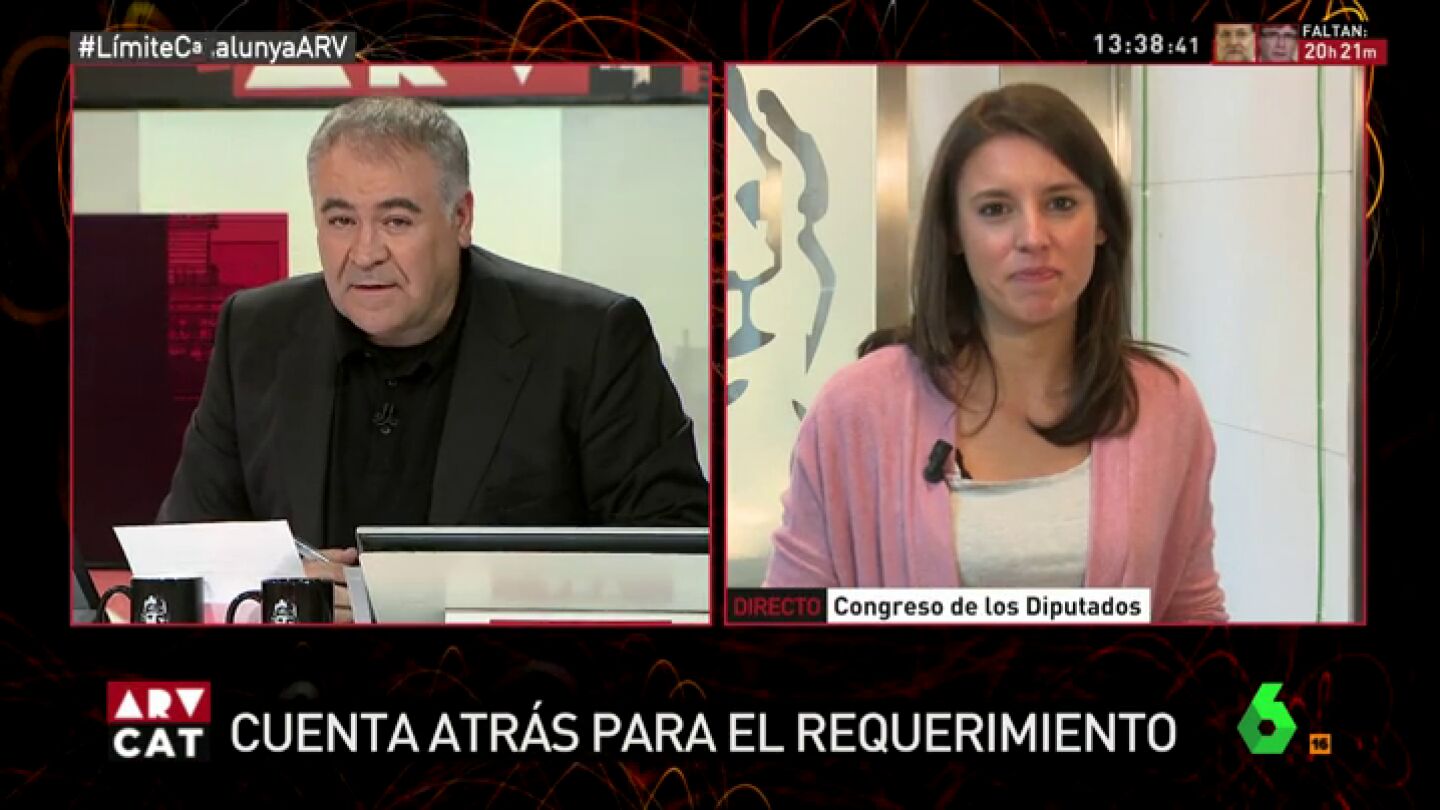 Irene Montero: "Es evidente que no hay legitimidad democr&aacute;tica para declarar la independencia" en Catalu&ntilde;a