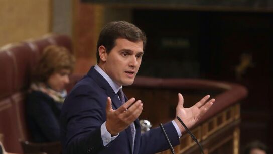  El l&iacute;der de Ciudadanos, Albert Rivera, durante su intervenci&oacute;n en el Congreso