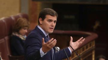  El líder de Ciudadanos, Albert Rivera, durante su intervención en el Congreso