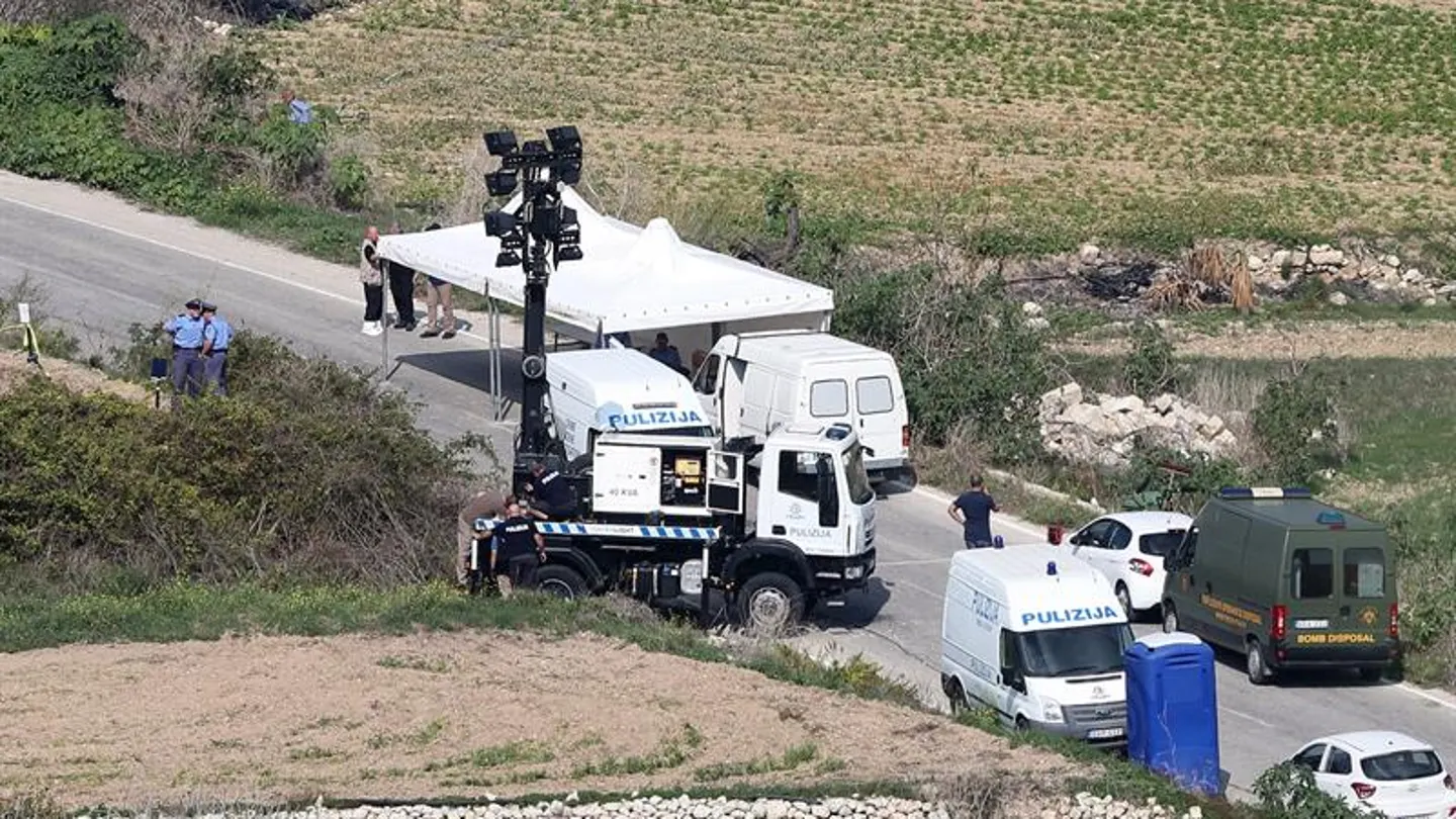 Vista general del lugar donde falleció la periodista maltesa Daphne Caruana Galizia al explotar su coche Vista general del lugar donde falleció la periodista maltesa Daphne Caruana Galizia al explotar su coche
