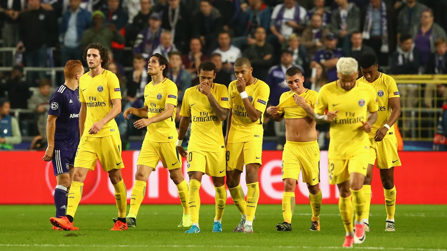 Los jugadores del PSG celebran un gol ante el Anderlecht Los jugadores del PSG celebran un gol ante el Anderlecht