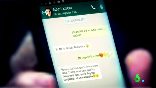 "Tranqui, Mariano, que te invito a una caña"; así fue la "verdadera" conversación por Whatsapp de Rajoy y Rivera en el Congreso "Tranqui, Mariano, que te invito a una caña"; así fue la "verdadera" conversación por Whatsapp de Rajoy y Rivera en el Congreso