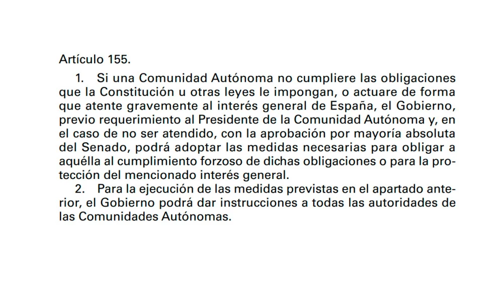 Artículo 155 de la Constitución Española Artículo 155 de la Constitución Española