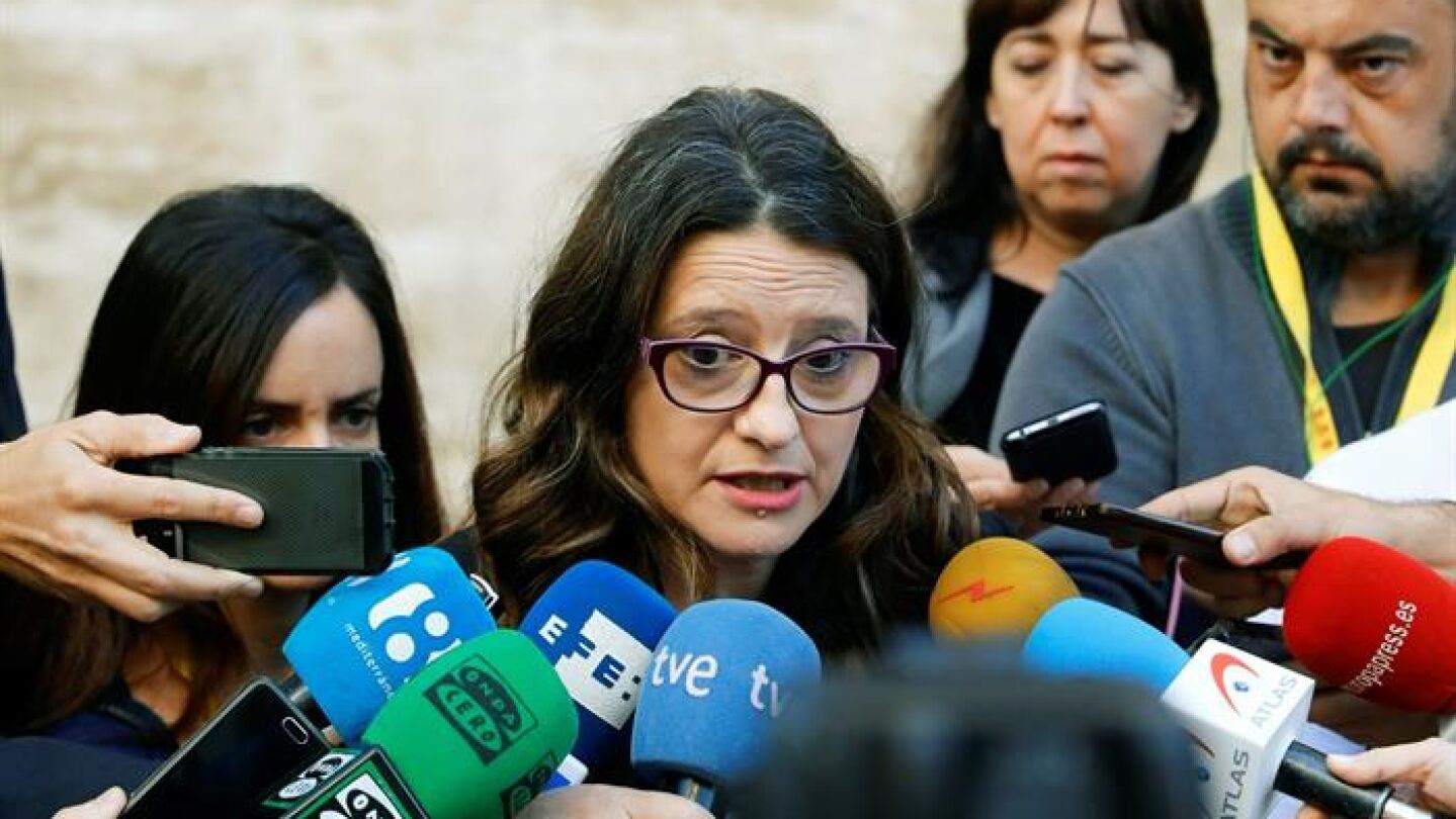  La vicepresidenta del Consell, M&oacute;nica Oltra, comparece ante los medios de comunicaci&oacute;n