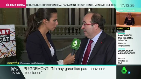 Miquel Iceta: "Es muy difícil explicar que se va a aplicar el artículo 155 cuando todo el mundo dice que no lo quiere" Miquel Iceta: "Es muy difícil explicar que se va a aplicar el artículo 155 cuando todo el mundo dice que no lo quiere"