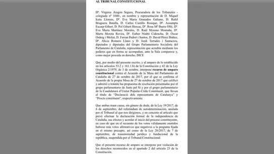 El recurso de amparo del PSC presentado al TC El recurso de amparo del PSC presentado al TC