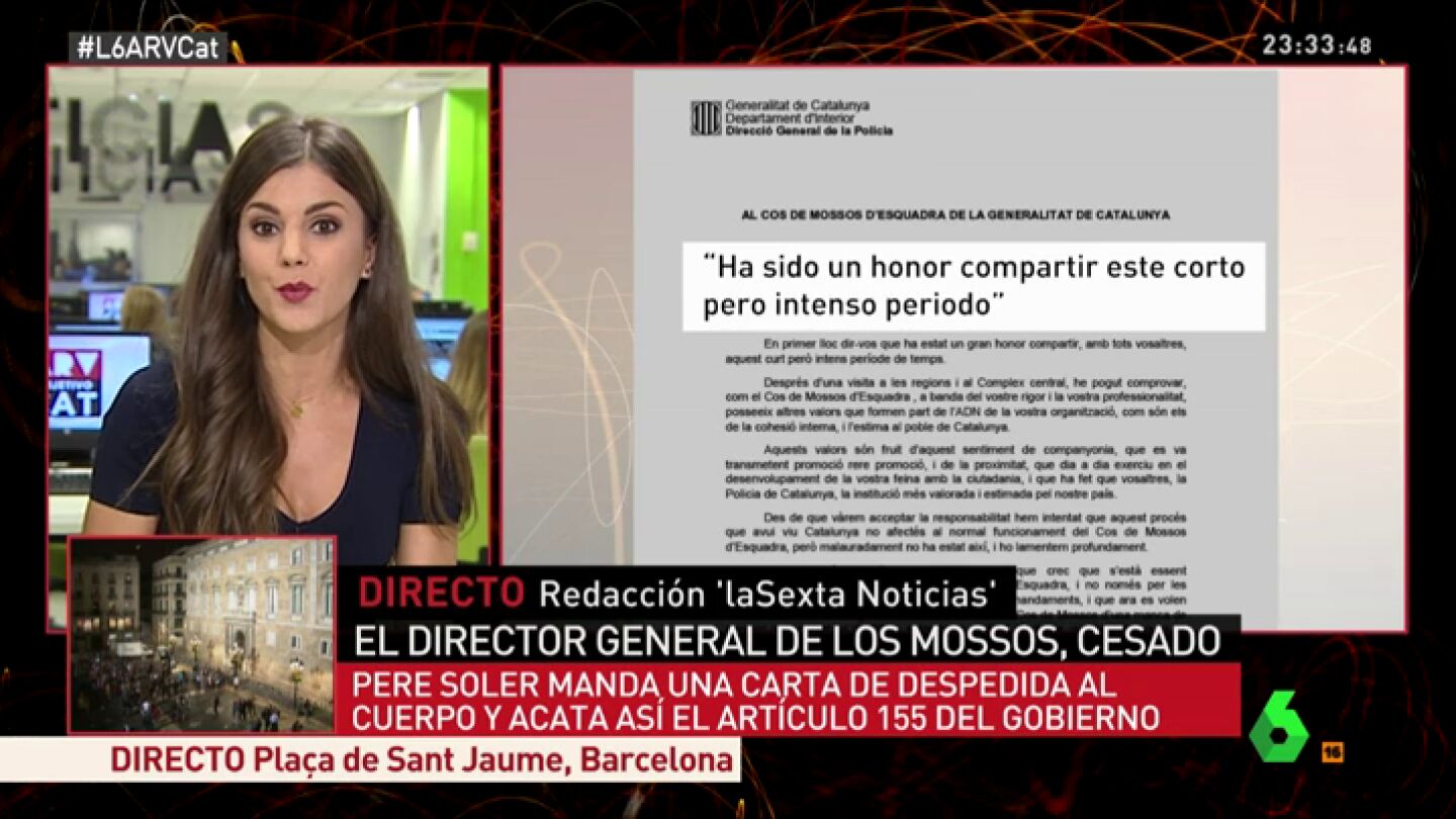 Carta de Pere Soler tras ser cesado como director de los Mossos