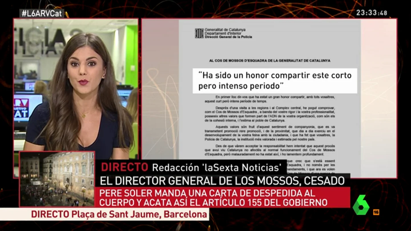 Carta de Pere Soler tras ser cesado como director de los Mossos Carta de Pere Soler tras ser cesado como director de los Mossos