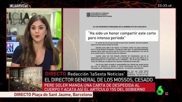 Carta de Pere Soler tras ser cesado como director de los Mossos
