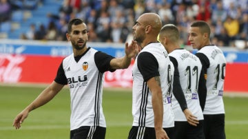 Zaza celebra un gol con el Valencia