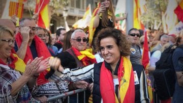 Dolors Montserrat, durante el manifestación en Barcelona