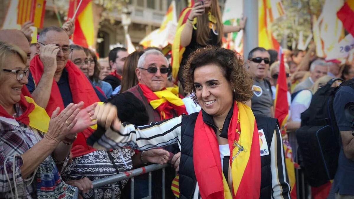 Dolors Montserrat, durante el manifestación en Barcelona