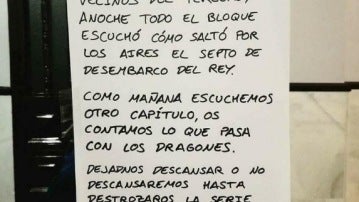 Nota de un vecino sobre Juego de Tronos