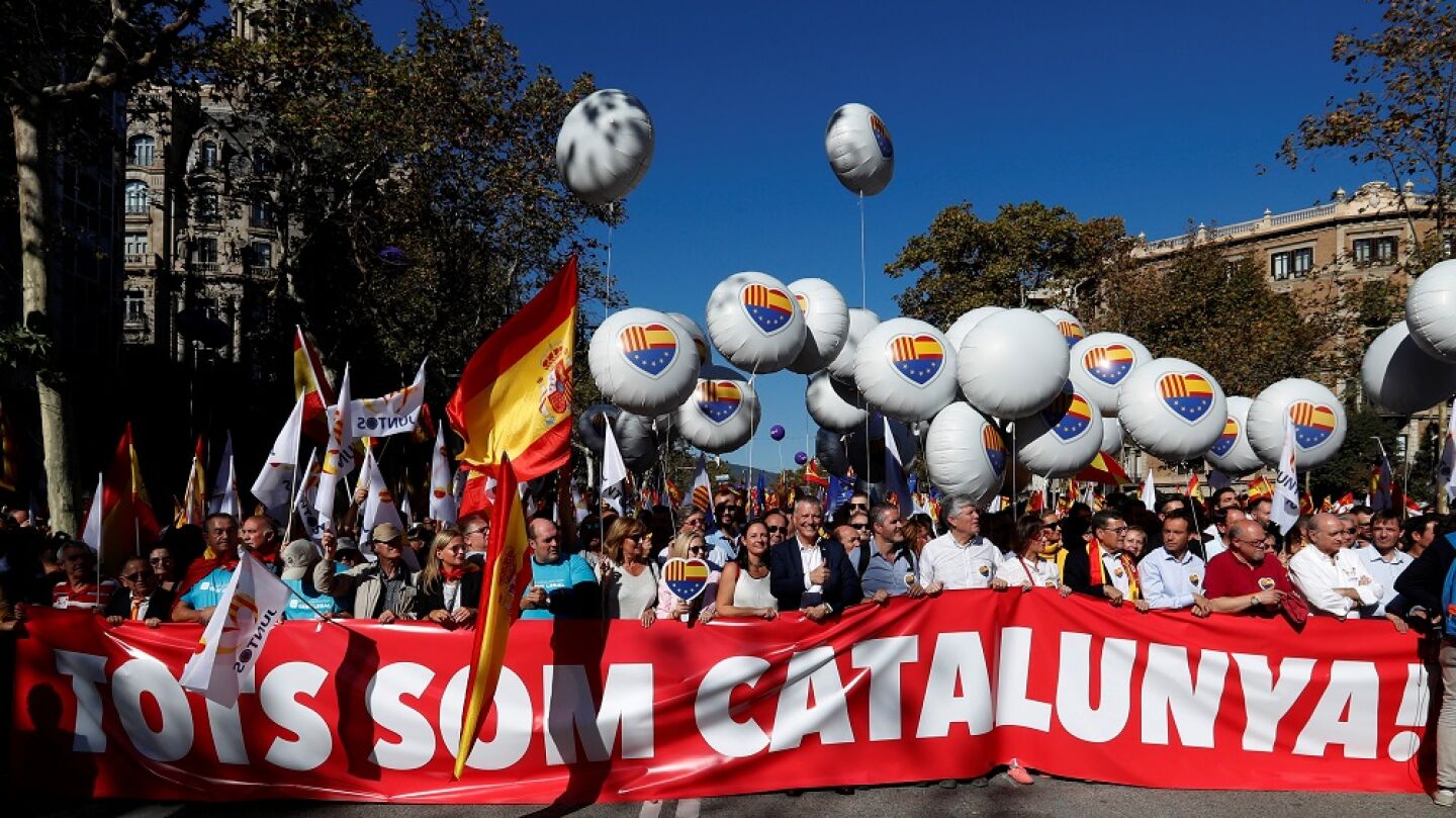 PP, Ciudadanos, PSC y miembros del PSOE, unidos en la manifestaci&oacute;n de Barcelona