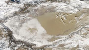 Imagen aérea del desierto de Taklimakan